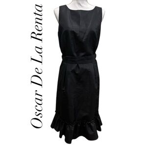 Oscar de la Renta black dress with ruffle bottom/belt dress